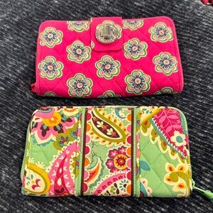 Vera Bradley Pink and Green Floral Wallet Set. Excellent condition